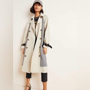 Moon River Nastasia Plaid Trench Coat, Size M